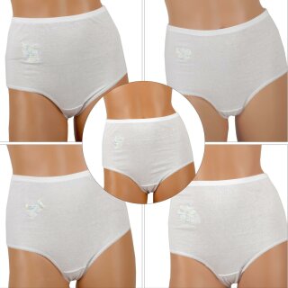 Damen Baumwoll Hüftslip 5er Pack bestickt L / 44-46 Blumen - Stickerei