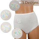 Damen Baumwoll Hüftslip 5er Pack bestickt L / 44-46 Blumen - Stickerei