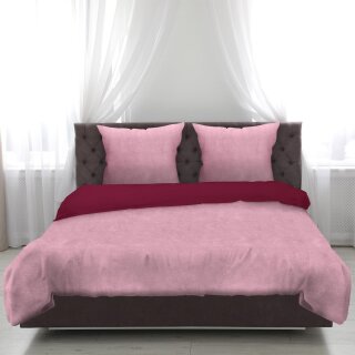 Wende-Bettwäsche 2-teilig "Cashmere Touch" 135x200/80x80cm Rose/Beere