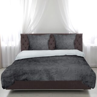 Wende-Bettwäsche 2-teilig "Cashmere Touch" 135x200/80x80cm Silber/Anthrazit