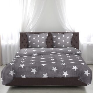 Wende-Bettwäsche 2-teilig "Cashmere Touch" 155x220/80x80cm Sterne Anthrazit