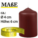 Stumpenkerzen Ø4cm x 6cm - 6er Pack - Braun
