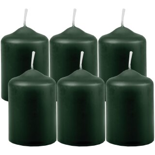 Stumpenkerzen Ø4xH6cm 6er-Pack Dunkelgrün