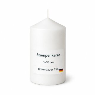 Stumpenkerzen 25h Brenndauer Ø6xH10 cm Weiß 1er-Pack