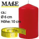 Stumpenkerzen Ø6cm x 10cm - Rot