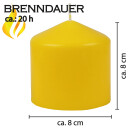 Stumpenkerzen Ø8cm x 8cm - Gelb