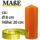 Stumpenkerzen Ø8cm x 20cm - Ocker