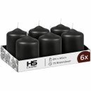 Stumpenkerzen Ø4xH6cm Mehrfachpack Schwarz 6er Pack