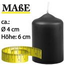 Stumpenkerzen Ø4xH6cm Schwarz 6er Pack
