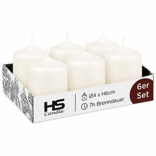 Stumpenkerzen Ø4xH6cm Creme 6er Pack
