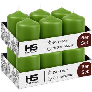 Stumpenkerzen Ø4xH6cm Grün 12er Pack