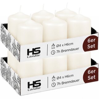 Stumpenkerzen Ø4xH6cm Creme 12er Pack