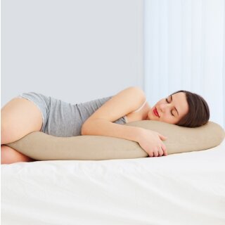Seitenschläfer Kissenhülle 40x140cm + Premium Kissen beige - creme