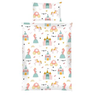 Kinderbettwäsche 2-teilig Baumwolle 100x135/40x60cm Prinzessin