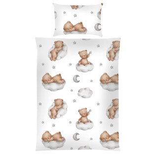 Kinderbettwäsche 2-teilig Baumwolle 100x135/40x60cm Bärchen Wolke