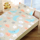 Kinderbettwäsche 2-teilig Baumwolle 100x135/40x60cm Mond Sterne Wolken