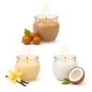 HS Candle Duftkerzen im Glas 3er-Set "Tropical" Haselnuss, Vanille, Kokos