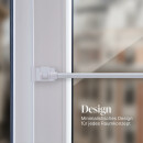 Cafehausstangen weiß - perlweiß 125 - 225cm + Klemmträger
