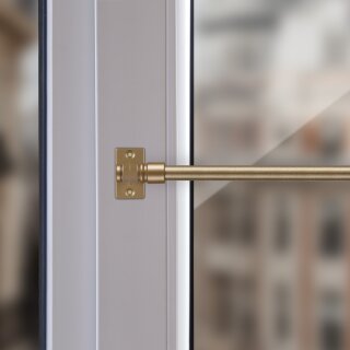 Cafehausstangen gold  - messing matt 75 - 125cm + Klemmträger