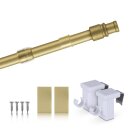 Cafehausstange Scheibenstange ausziehbar (Schrauben oder Kleben) Gold messing matt 125-225 cm + Klemmträger