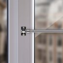 Cafehausstange Scheibenstange ausziehbar (Schrauben oder Kleben) Silber chrom glänzend 75-125 cm + Klemmträger