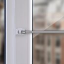 Cafehausstange Scheibenstange ausziehbar (Schrauben oder Kleben) Silber chrom glänzend 125-225 cm + Klemmträger