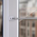 Cafehausstange Scheibenstange ausziehbar (Schrauben oder Kleben) Silber chrom matt 125-225 cm + Klemmträger
