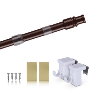 Cafehausstange Scheibenstange ausziehbar (Schrauben oder Kleben) Dunkelbraun 50-75 cm + Klemmträger