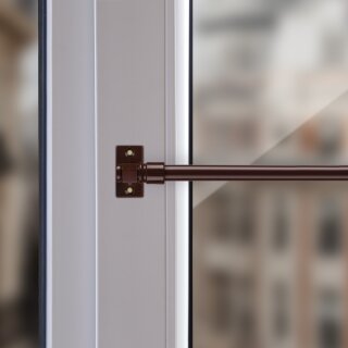 Cafehausstangen braun - dunkelbraun 125 - 225cm + Klemmträger