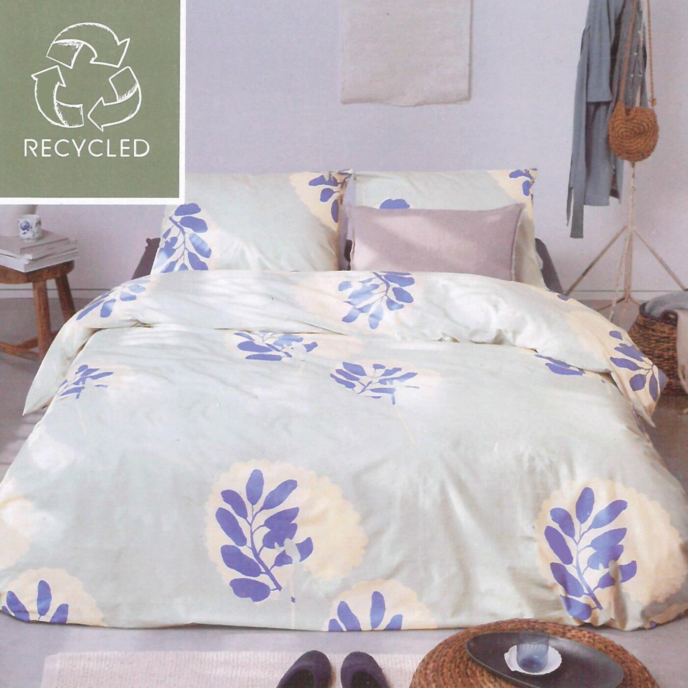 Bettwäsche-Set 2-teilig Satin-Baumwolle 155x220/80x80cm