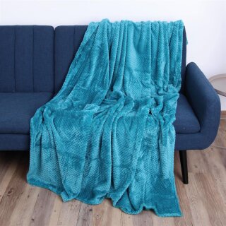 Kuscheldecke "Popcorn" Cashmere Soft-Touch Petrol 150x200 cm
