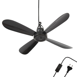 Mobiler Deckenventilator Schwarz Ø40cm 5m Anschlusskabel