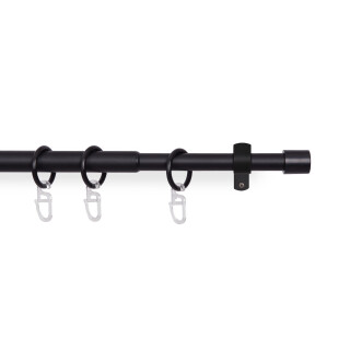 Gardinenstangen-Set mit dekorativen Endstücken 120-220 cm Schwarz Basic