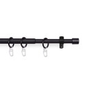 Gardinenstangen-Set mit dekorativen Endstücken 120-220 cm Schwarz Basic