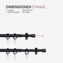 Gardinenstangen-Set mit dekorativen Endstücken 120-220 cm Schwarz Basic