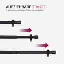 Gardinenstangen-Set mit dekorativen Endstücken 120-220 cm Schwarz Basic