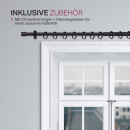 Gardinenstangen-Set mit dekorativen Endstücken 120-220 cm Schwarz Basic