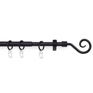 Gardinenstangen-Set mit dekorativen Endstücken 120-220 cm Schwarz Roma
