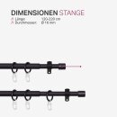 Gardinenstangen-Set mit dekorativen Endstücken 120-220 cm Schwarz Roma