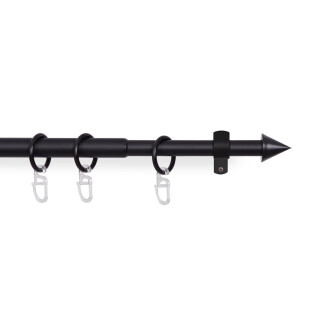Gardinenstangen-Set mit dekorativen Endstücken 120-220 cm Schwarz Kegel