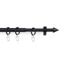 Gardinenstangen-Set mit dekorativen Endstücken 120-220 cm Schwarz Kegel