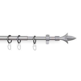 Gardinenstangen-Set mit dekorativen Endstücken 120-220 cm Silber Lilie