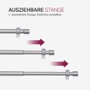 Gardinenstangen-Set mit dekorativen Endstücken 120-220 cm Silber Lilie
