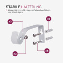 Gardinenstangen-Set mit dekorativen Endstücken 120-220 cm Weiß Basic