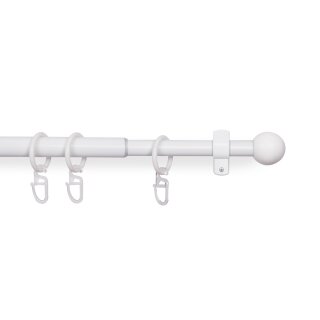 Gardinenstangen-Set mit dekorativen Endstücken 120-220 cm Weiß Kugel