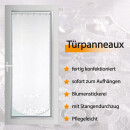 Türpanneaux 180x60cm mit Stickerei - Blumen (Weiß) inkl. Vitragestange 60-90cm