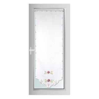 Türpanneaux 180x60cm mit Stickerei - Bumen (Rose) inkl. Vitragestange 60-90cm