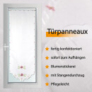 Türpanneaux 180x60cm mit Stickerei - Bumen (Rose) inkl. Vitragestange 60-90cm