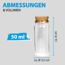 Fläschchen Glas mit Korken Set, ( 50ml ) 8cm 2er