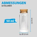 Fläschchen Glas mit Korken Set, (50ml) 8cm - 16er Pack